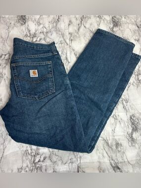Carhartt relaxed fit fleece lined 31 x 32 Men's workwear Blue Denim Jeans